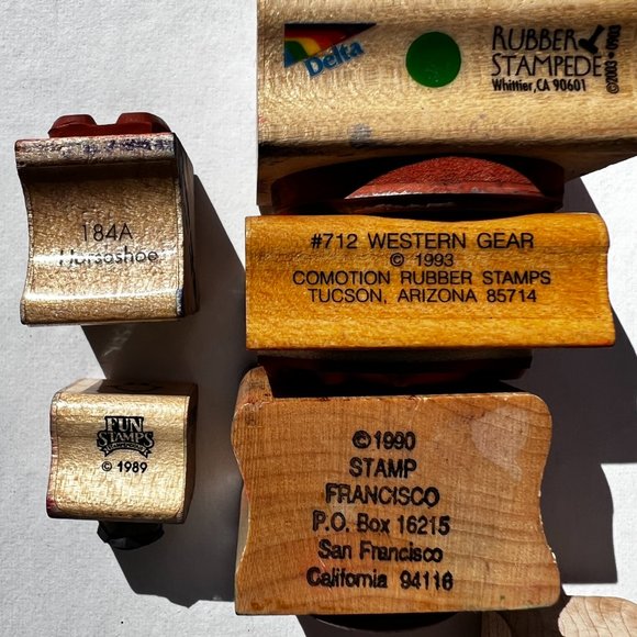 Office Rubber Stamps Dachshund Western Hat Horseshoe Smiley Face Rose